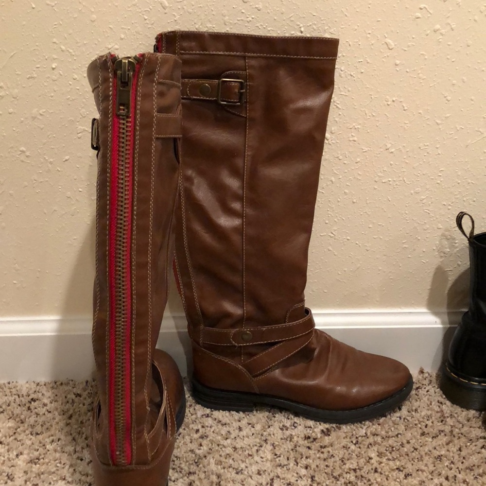 Brown riding boots